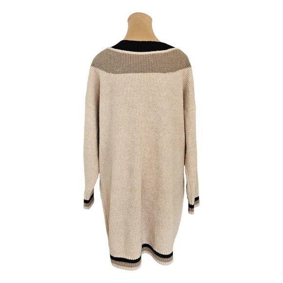 Smash + Tess Beige Cream Black Grey Long Sleeve Sweater Dress Sz M - Picture 5 of 9